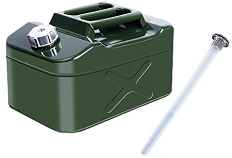 Latierra Metall Lagerbehälter 10L, Behälter mit flexiblem Ausgießschlauch zur Lagerung von Motoröl Grün