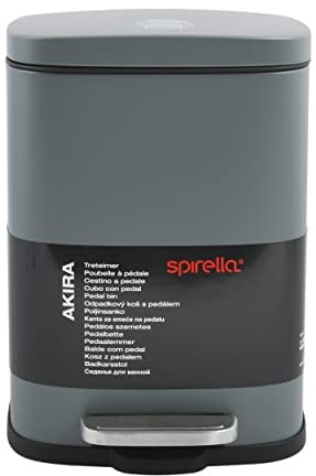 Spirella Kollektion Akira, Abfalleimer mit Pedal, 21,5 x 17,5 x 30 cm, 5 Liter, Stahl, Grau, 21,6 x 17,6 x 30 cm