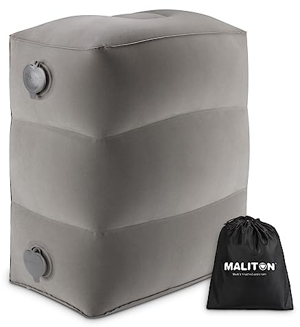 Maliton Fußstütze Flugzeug, Aufblasbare Fußstütze Kissen für Reisen Auto & Zuhause & Büro, Höhenverstellbar Flyaway Kids Bed, Zum Schlafen auf langen Flügen für Kinder (Grau, 1 Stück)