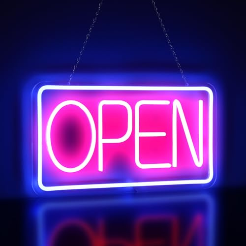 Rdutuok LED OPEN Schild, 42 × 22 cm, USB-Leuchtschild als LED-Leuchtreklame | für Bar, Pub, Hotel, Café, Restaurant und Spielzimmer, als beleuchtete Wandkunst, Dekoration und modernes OPEN-Zeichen