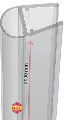 Gedotec Duschtürdichtung seitlich 200 cm - Dichtung Dusche Glastür 6 mm - 8 mm, Duschdichtungen für Duschtüren vertikal transparent UV beständig - Dichtung Duschtür senkrecht