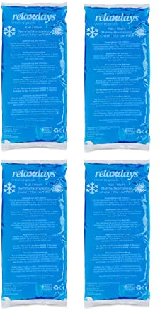 Relaxdays Kühlpads, 4er Set, Kalt-Warm-Kompressen, 12 x 29 cm, Erste Hilfe, wiederverwendbare Gelkühlkompressen, blau