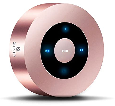 Xleader Mini Bluetooth Lautsprecher Klein (mit Reisekoffer, Touch Design), Unterstützt Aux-Eingang, Micro SD, Mikrofon, Kristallklarer Klang&Satter Bass, 15H Spielzeit, für Büro, Geschenke, Pink Rose
