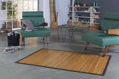 DE-COmmerce Bambusteppich Sensual Bambusmatte Läufer mit Bordüre rutschfest 120x180 cm