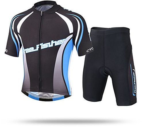 SXSHUN Kinder Radtrikot Set Jungen Mädchen Fahrrad Anzüge Schnelltrocknend Radsport Bekleidung Kurzarm Fahrradtrikot Kurz Radhose mit 3D Sitzpolster