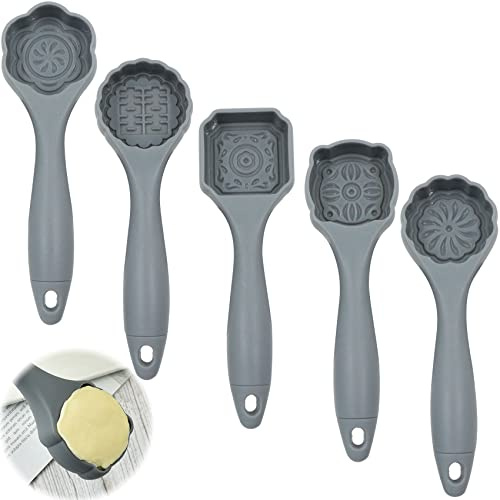 Mondkuchenform Mooncake Cookie Kuchen Dessertform - zum Backen Diy Werkzeugform Set, Backform, GebäCk Schimmel, Keks, Geburtstagskuchen, KüRbiskuchen, Blumen Muster, FüNfteiliges