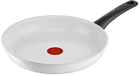 Tefal Ceramic Control Bratpfanne 28 cm, Pfanne Induktion, sichere Keramikpfanne, Thermo-Signal bei idealer Brattemperatur, leichte Reinigung, für alle Herdarten geeignet, weiß, C41706
