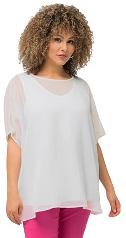 Ulla Popken Damen Chiffonbluse T-Shirt (1er Pack)