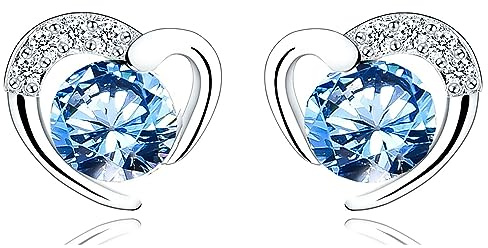 Ohrstecker Silber 925 Klein Ohrringe für Damen | Sterling Silber Herz Ohrstecker Set mit Zirkonia für Mädchen Geschenke