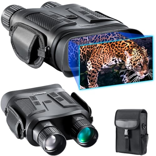 Dowesyeen 4K Nachtsichtgerät Jagd mit 7000mAh Akku – Digitales Infrarot Fernglas mit 3 LCD, 800m Reichweite, 5X Zoom Nachtsichtbrille für Tierbeobachtung & Camping, HD Foto Video Aufnahme