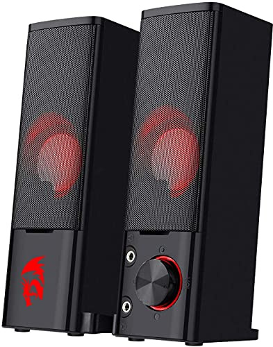 Redragon GS550 Orpheus Gaming Soundbar Kompakt Rot USB | PC Gaming Lautsprecher 2.0 Kanal kompakt Kopfhöreranschluss Bass rote Beleuchtung USB