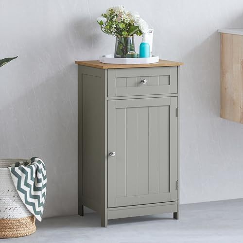 Bath Vida Hoch- & Midischränke fürs Bad, Mitteldichte Holzfaserplatte, Grau, Standard, Grey Bathroom 1 Door 1 Drawer Cabinet