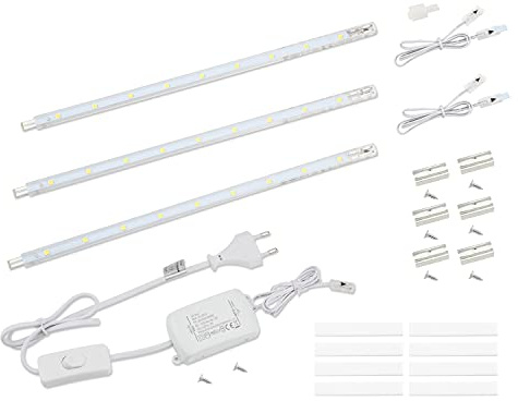 da LIGHT LED Unterbauleuchte mit Schalter 5W 400lm 4000k Neutralweiß Lichtleiste Küchenlampe Vitrinenbeleuchtung Schrankbeleuchtung mit 3x26cm Stripes für Küche Schrank Erweiterbar durch Stecksystem