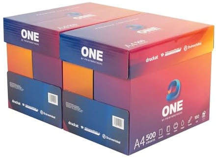 ONE Druckerpapier & Kopierpapier DIN A4 weiß - 5.000 Blatt - für Laser- & Tintenstrahldrucker, Büro Home Office - by PrintBrothers (2 Kartons | 5.000 Blatt)