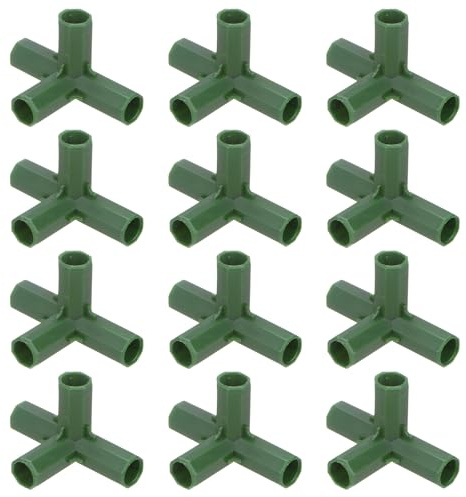 M METERXITY 12 Stück 11mm Gewächshausrahmen-Verbindungsstücke, 4-Wege-Winkelrohrverbinder für Weinlaube/Sonnenschutzschuppen/Gartenpflöcke, Gewächshauszubehör [Grün]