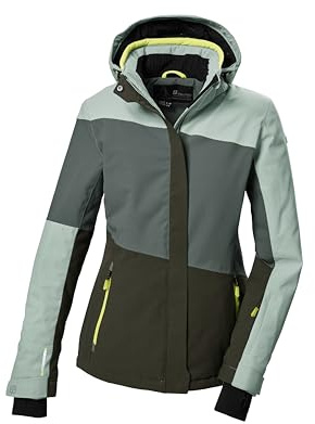 Killtec Damen Ksw 67 Wmn Jckt Skijacke/Funktionsjacke Mit Abzippbarer Kapuze Und Schneefang, Grün/grau, 42 EU