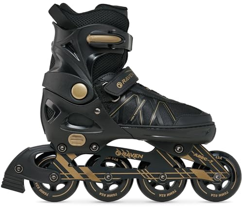 RAVEN Expert Inline Skates Inliner für Kinder und Erwachsene verstellbar (Gold, 40-43 (25,5-28cm))