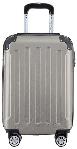 BEIBYE- Hartschalenkoffer Koffer Trolley Rollkoffer Reisekoffer Zahlenschloß 4 Zwilings-Rollen (Champagner, Small-55cm)