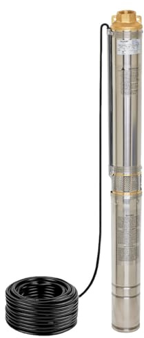 CHM GmbH® Tiefbrunnenpumpe 3,5 Zoll 550 Watt 5000 L/h 5,2Bar Druck, Brunnenpumpe, Pumpe Zisterne mit 20m Kabel 5% sandverträglich