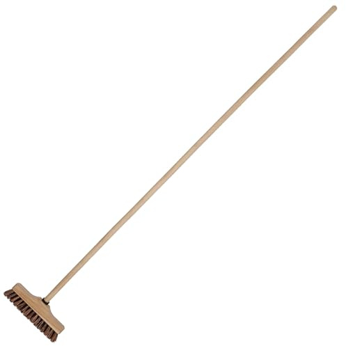 KOTARBAU® Bodenschrubber - 23 cm - Besen mit Naturborsten - Schrubber mit Stiel - Reinigungsbürste - Scheuerbürste zum Reinigen von Böden - mit Stiel aus Holz - Blau