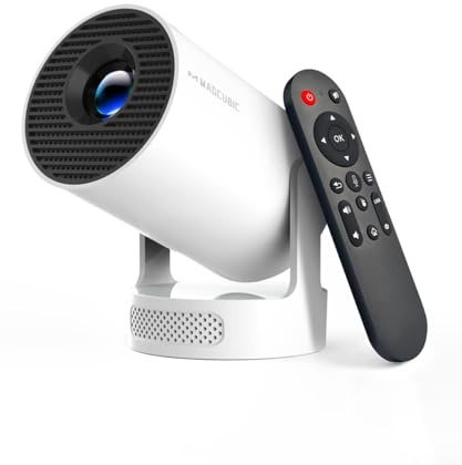 Magcubic Mini Beamer, 4K FHD 1080P Unterstützt Smart Beamer Android 14 Auto Trapezkorrektur Kleiner Videoprojektor, Heimkino Tragbarer Projector mit WiFi6 BT5.4, 180°Dreh, 5W Soundbass Lautsprecher