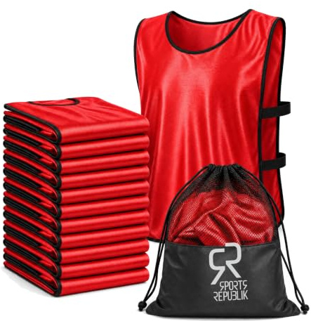 SportsRepublik Fußball-Lätzchen für Kinder und Erwachsene, 12 Stück, perfekt für das Training von Netball, Rugby oder Fußball | hält länger und sieht cool aus | Training-Lätzchen für