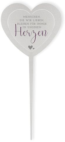 DOLORINO Grabstecker Edelstahl Herz Menschen, die wir lieben bleiben für Immer | wetterfester Grabschmuck | Grabherz mit Spruch | 38cm
