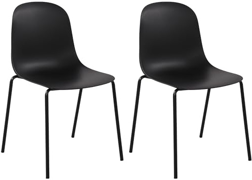 CLP 2er Set Stühle Hardin, stapelbare Gartenstühle, wetterfest und UV-beständig, Outdoor-Stuhl für Balkon, Terrasse und Esszimmer, Farbe:schwarz