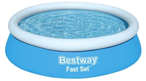 Bestway Fast Set Aufstellpool ohne Pumpe, Ø 183 x 51 cm, Blau, Rund, 940 Liter, TriTech-Material, Selbstaufbauend, Sicherheitsventil, Inkl. Reparaturflicken