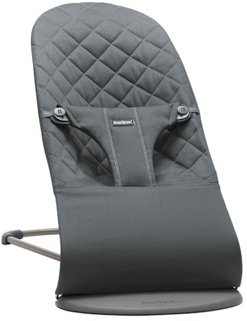 BabyBjörn Babywippe Bliss, Gewebt, Klassische Steppung, Anthrazitgrau | 2-in-1 Babywippe und Kleinkindstuhl, von der Geburt bis ins Kleinkindalter (3,5–13 kg), 3 Positionen, Leicht & Ergonomisch
