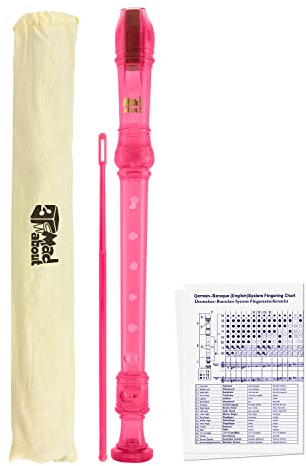 Mad About Sopran Blockflöte Rosa Anfänger | MA-REC01 Blockflöte 3‑teilig mit Tasche, Wischer & Grifftabelle, ideal für Schule, Anfänger & Unterricht