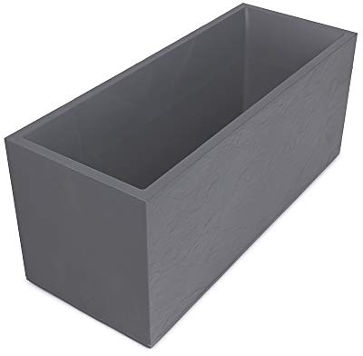 Ondis24 Pflanzkübel Blumenkübel Blumentopf Vulkan Pierre 100cm, Schiefer Optik mit Wasserspeicher, Winterfest (Hellgrau)