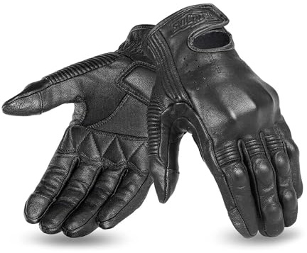 Grapelet Motorrad-Lederhandschuhe, Touchscreen-Vollfinger-Motorrad-Lederhandschuhe, Motorrad-Reithandschuhe, Bergsteigen, Reiten, Wandern,L