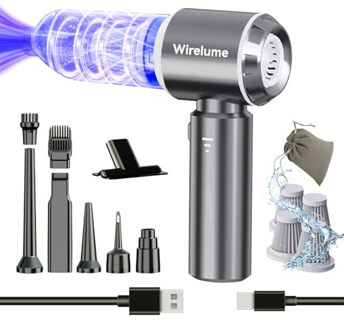 Wirelume Handstaubsauger akku Auto kabellos 4 in 1 autostaubsauger Mini Staubsauger 22,000 Pa Starke Zyklon-Saugleistung Stark 3-Gang tragbar wiederaufladbar leicht für Tierhaare, Fahrzeuge Dunkelgrau