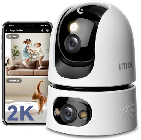 Imou 2K+2K Dual Kameras Überwachung Innen mit Mensch/Tier, 2.4/5GHz WLAN 360° PTZ Überwachungskamera Innen, Farbnachtsicht, Smart Tracking, 2-Wege-Audio, Sirene,Modus Privat,Ideal für Baby/Haustier