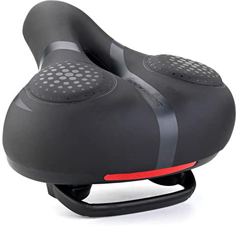 ROCKBROS Fahrradsattel für Damen & Herren mit Memory-Foam, Bequem & Druckentlastend, für MTB, Cityrad und Trekkingrad, Schwarz, 25 × 22 cm