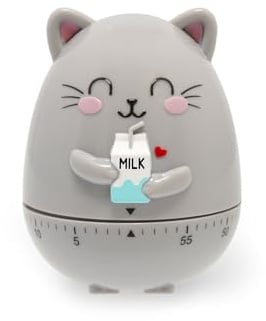 Legami - Kitchen Timer, Kitty Thema, manuell einstellbar, 60 Minuten, ohne Batterie, Durchmesser 6 cm, Höhe 8 cm