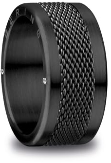 BERING Unisex Ring in schwarz - Arctic Symphony Collection aus Edelstahl - Arve
