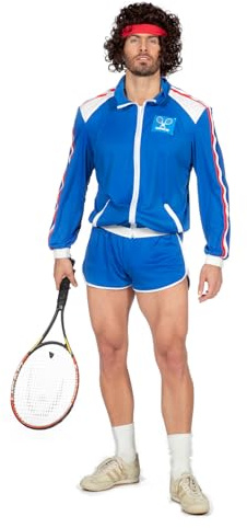 WILBERS & WILBERS 5160-80er Jahre Tennis Outfit, Shorts und Jacke, Karneval Kostüm Herren
