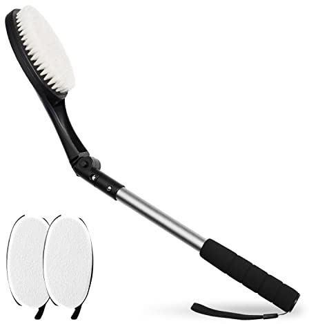 EASACE 3er Set Rückenbürste mit Applikator Pads, Körperwäsche Lotion Applikator， Badebürste mit langem Stiel, Körperbürste Duschbürste Trockenbürste Eincremehilfe für Rücken
