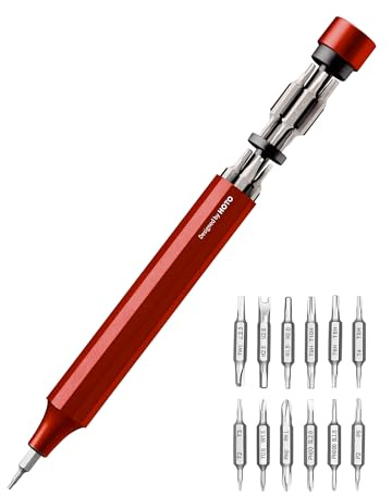 HOTO Feinmechaniker Schraubendreher Set, 24 in 1 Magnetisch Präzisions Schraubendreher Bits Set, Min Schraubenzieher Werkzeug Satz für Handy Laptop PC Brille Uhr, Klein 12 cm×1.66 cm, Rot