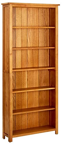 vidaXL Bücherregal 6 Fächer 80x22,5x180 cm Massivholz Eiche