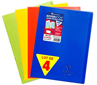 Clairefontaine 981440AMZC 4 Hefte Koverbook A4+ 48 Blatt Seyes 90g sortiert