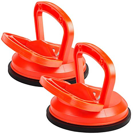 EXLECO 2 Groß Glas Saugheber φ118mm Saugnapf Tragkraft 40kg Glassauger Saugheber Glasheber Saugnapfhalter Saugnapf Vakuumheber Orange für Glatte Oberfläche wie Glas Fenster Fliesen Steinplatten