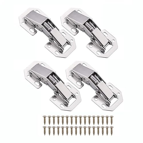 Bohaner Scharniere für Schranktüren 4 Stück Scharnierer Schrankscharnier Aufschraubscharniere 104 * 43mm versteckte Küchentürscharniere 90 Grad mit Schrauben, Scharniere für Schranktür