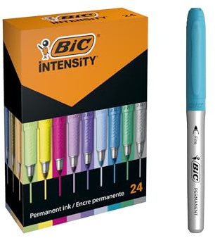 BIC Intensity Pastell Marker, in 24 verschiedenen Metallic- und Pastellfarben, geruchsarm, schnell trocknend