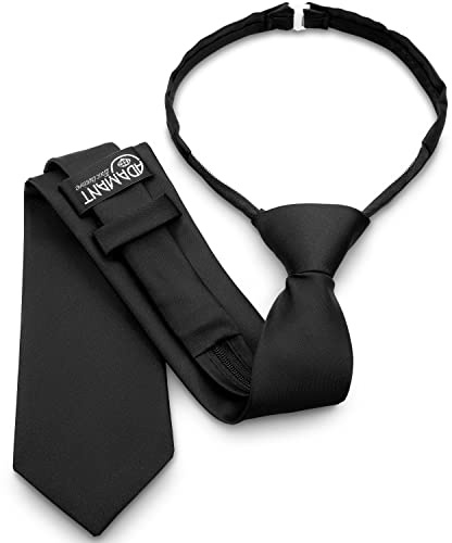 ADAMANT Profi-Krawatte fertig gebunden mit Reißverschluss & Clip | Krawatte mit Reißverschluss & Sollbruchstelle, 52 cm lang, 7,5 cm breit, mattschwarze Optik für einen professionellen Look
