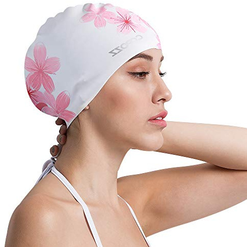 COPOZZ Erwachsene Badekappe, Unisex Wasserdicht Schwimmkappe für Herren Damen, Lange Haare Silikon Swimming Cap Bademütze für Männer Frauen