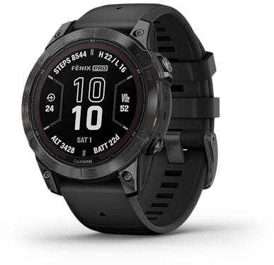 Garmin fēnix 7 Pro Solar Edition Smartwatch 47 mm Schwarz/Schiefergrau mit Silikonarmband