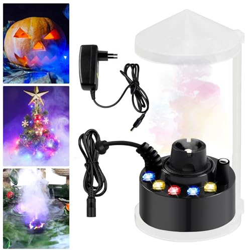 Ultraschall Vernebler, Ultraschall Nebelmaschine 12 LED, Nebler Ultraschalls Vernebler, Mist Maker Wassernebler Fogger Mit Abnehmbarem Spritzschutz, Ultraschallnebler Für Springbrunnen Teich (Schwarz)